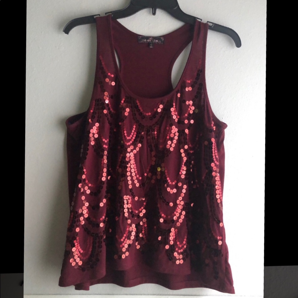 Burgundy Sequenced Tank Top
